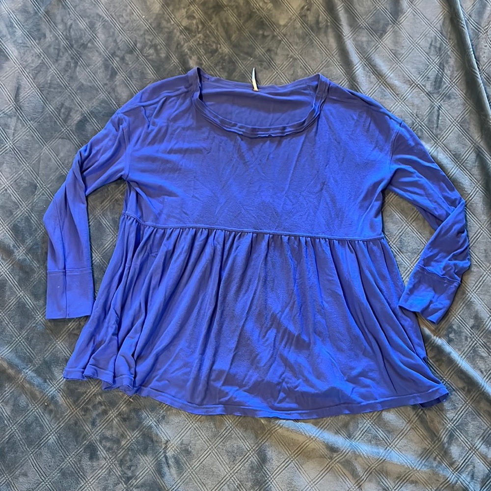 Free People Blue Long Sleeve baby doll Top
